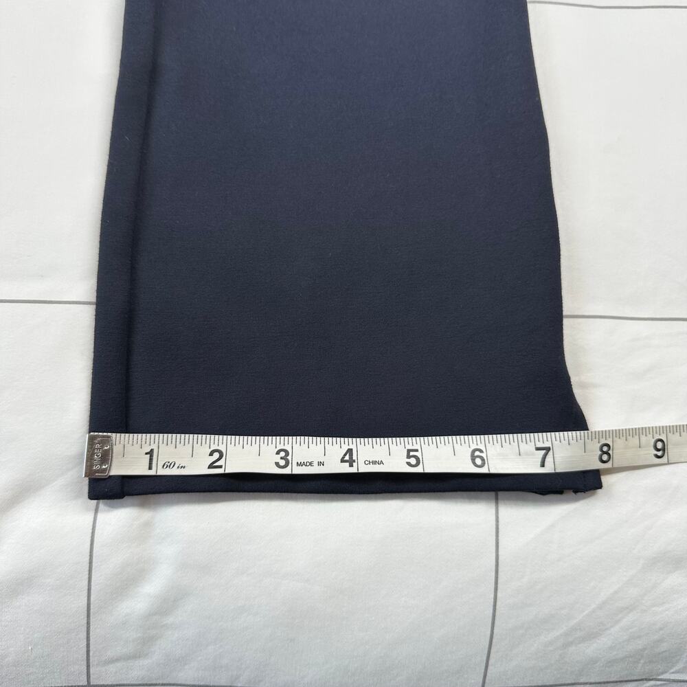 Quince Pants Womens Large Navy Blue Ultra Stretch Ponte Kick Flare Pull On Work - Picture 9 of 9